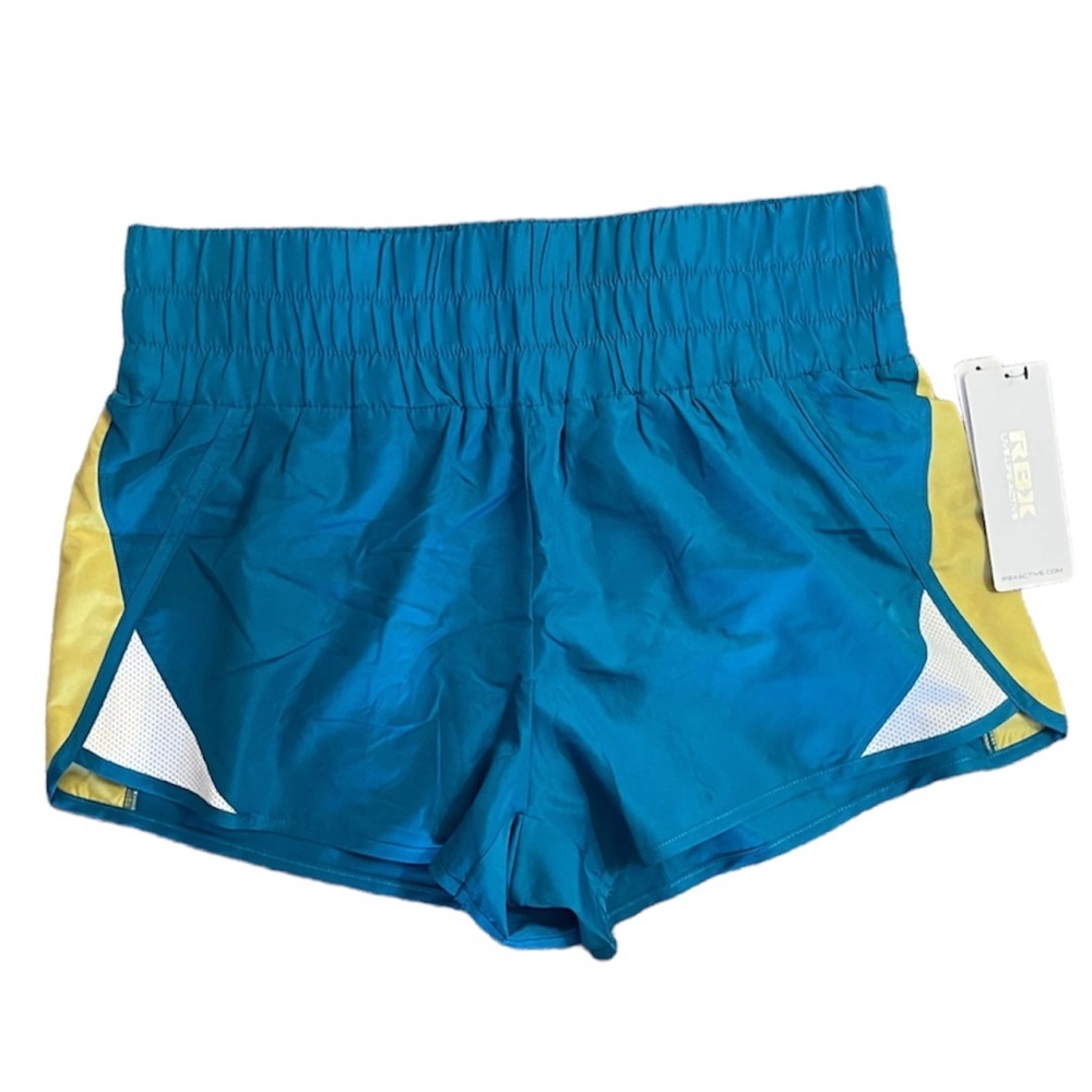 RBX Active Women's Workout Running Shorts w Attached Bike Short Blue X Large